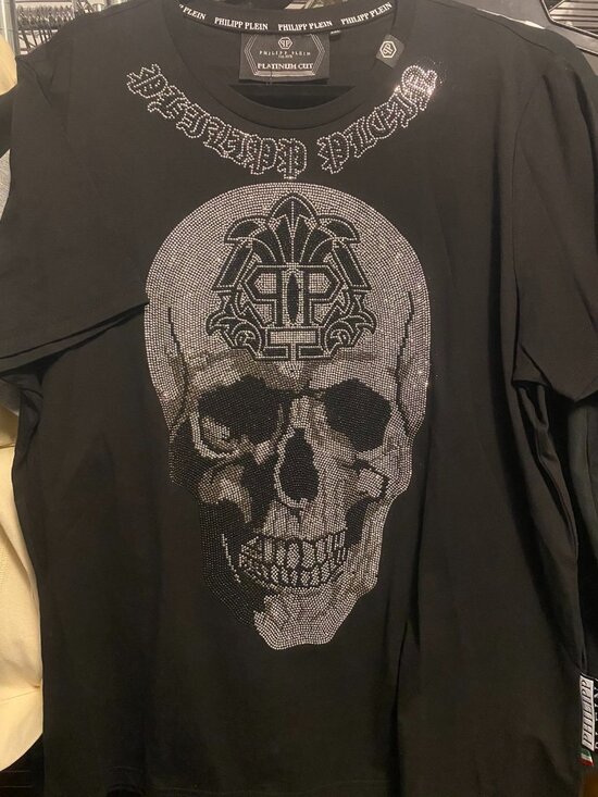 Philipp Plein Other - Philipp Plein Platinum Cut Black Rhinestone Skull T-Shirt Size 3XL